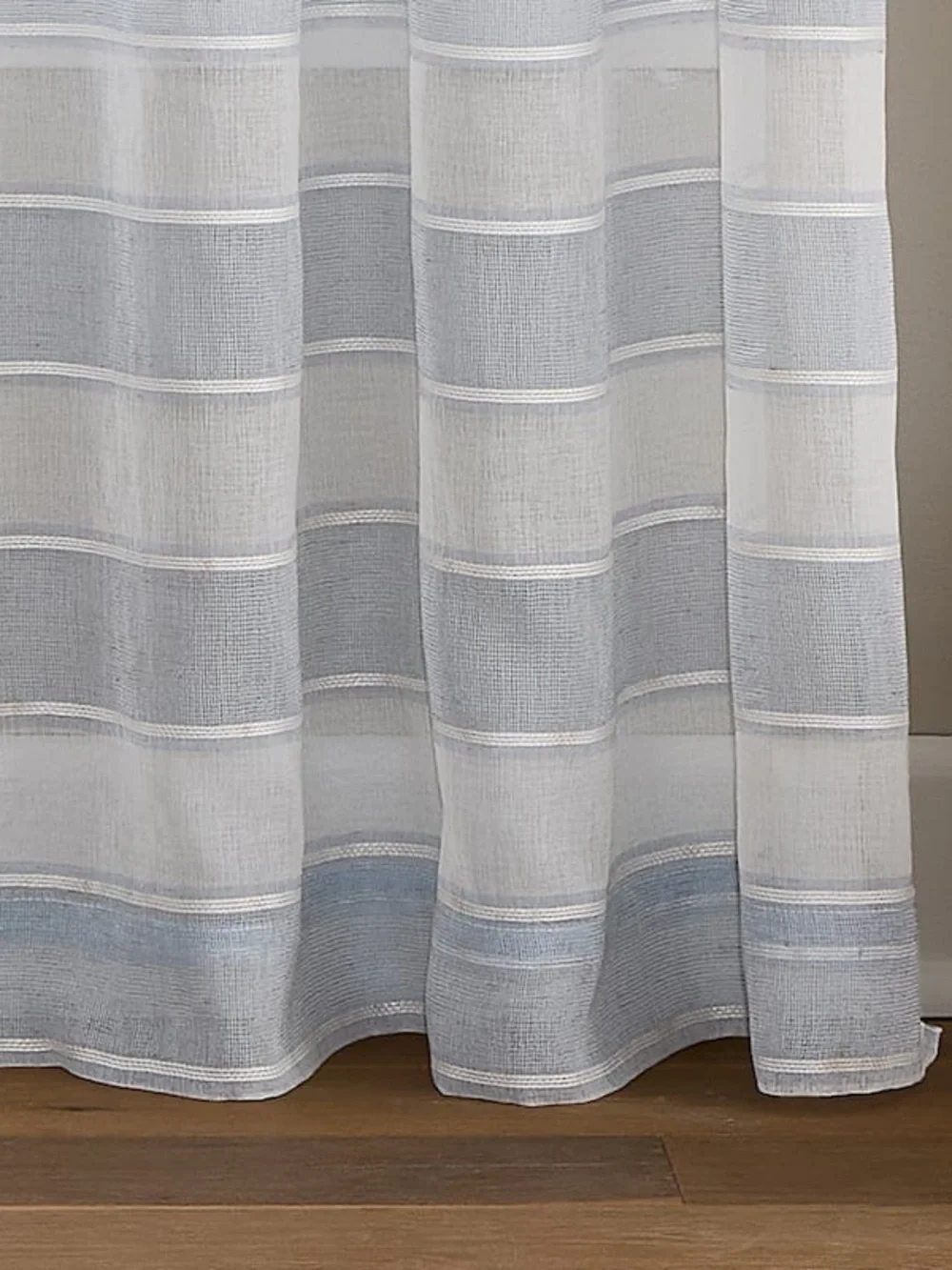 Curtainworks Harbor Sheer Rod Pocket Curtain Panels Blue/White Stripe 50x63 2pk